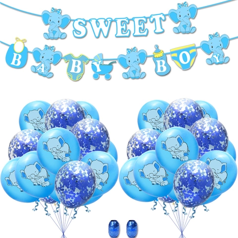 Set Decorazioni Baby Shower Tema Elefante Banner It Is A Boy Girl Palloncini Lattice Alluminio Forniture Festa Gender Reveal