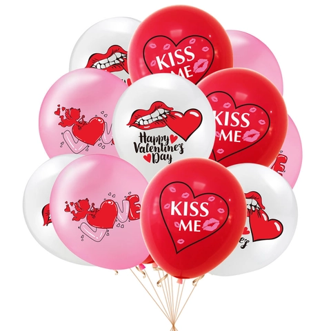 Valentinstag Party Latex Luftballons Happy Valentine's Day Herz Cupid Kiss Me Love Bedruckt Rot Rosa Weiß Dekoration