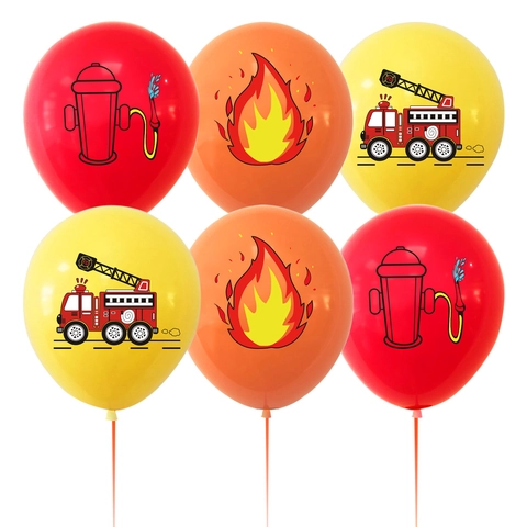 Feuerwehrauto Thema Geburtstag Party Dekorationen Feuerwehrmann Hydrant Flamme Latex Ballons Kinder Geburtstag Szene Dekor