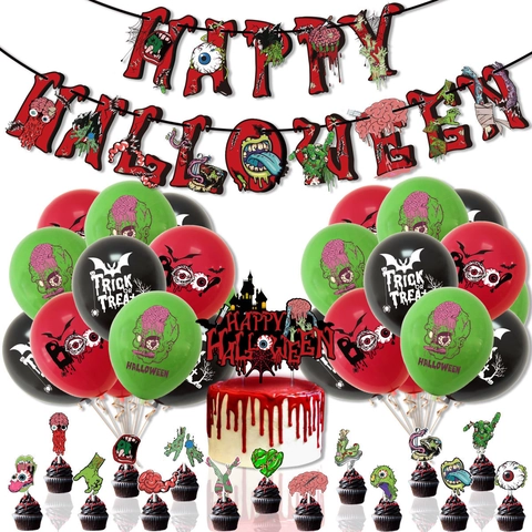 Halloween Zombie Horror Tema Decorazione Festa Happy Halloween Banner Palloncino Cake Topper Casa Stregata Bar Ornamento