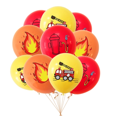 Feuerwehrauto Thema Geburtstag Party Dekorationen Feuerwehrmann Hydrant Flamme Latex Ballons Kinder Geburtstag Szene Dekor