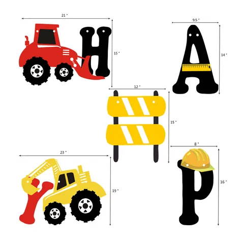 Construction Theme Happy Birthday Banner Excavator Engineering Vehicle Paper Garland For Kids Birthday Party Decoration Supplies