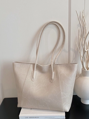 Borsa Tote in Pelle PU di Grande Capacità Vintage da Donna Cuciture Minimaliste Borsa a Spalla retrò per Pendolari Quotidiani
