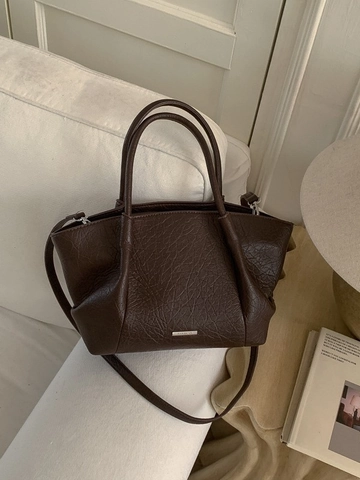 Bolso Tote de Gran Capacidad para Mujer Minimalista de Cuero PU Textura Arrugada Bolso de Hombro Retro para Viaje Diario