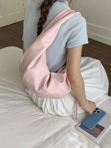 Bolso de Hombro de Cuero PU Fruncido Gran Capacidad Bolso Hobo Color Sólido Bolso de Mano para Mujer Casual Diario Viaje Tote