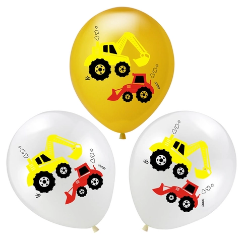 Palloncini in Lattice Escavatore Veicolo da Cantiere per Decorazione Festa di Compleanno Ragazzi Giallo Bianco Oro