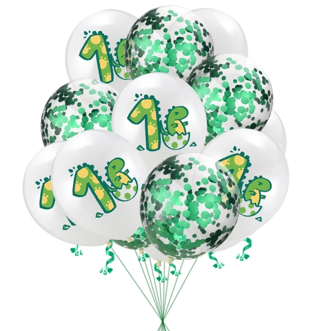 Collezione Palloncini Primo Compleanno Dinosauro Lattice Pois Paillettes Stella Foil Palloncini per Decorazione Festa Neonato