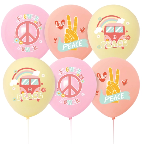 Hippie Groovy Boho Birthday Party Latex Balloons Retro Peace Love Flower Power Daisy Pattern For Kids Party Decorations