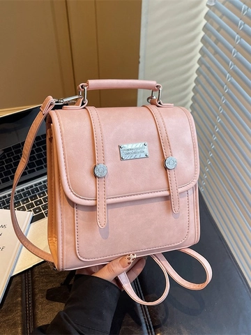 Mode Contrastkleur PU Lederen Rugzak Voor Vrouwen Koreaanse Stijl Eenvoudige Forenzentas Kleine Tas Stiksels Casual Schoolrugzak