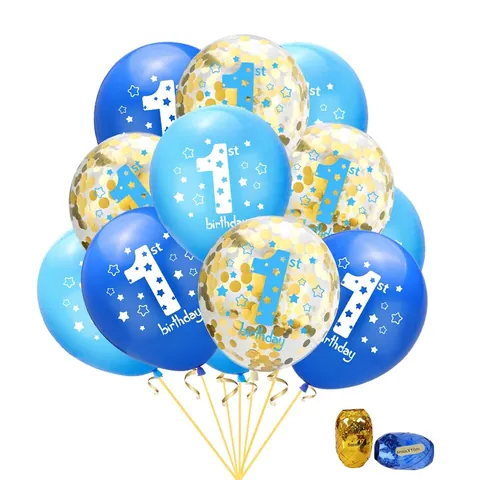 1e Verjaardag Ballon Set Latex Confetti Ballonnen Met Sterrenpatroon Decoratief Lint Voor Baby Een Jaar Oud Feest
