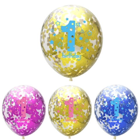 1st Birthday Decorations Latex Balloons First Birthday Party Supplies With Confetti Stars Pattern For Boys Girls Celebration