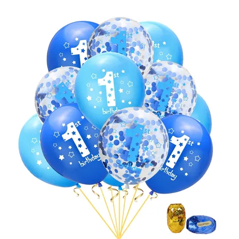 1e Verjaardag Ballon Set Latex Confetti Ballonnen Met Sterrenpatroon Decoratief Lint Voor Baby Een Jaar Oud Feest