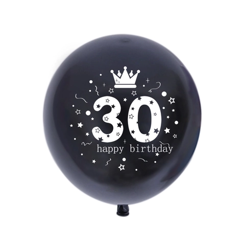 Palloncini Happy Birthday Milestone Oro Nero Motivo Corona Stampati Palloncini in Lattice per Decorazione Festa Anniversario Uomo Donna