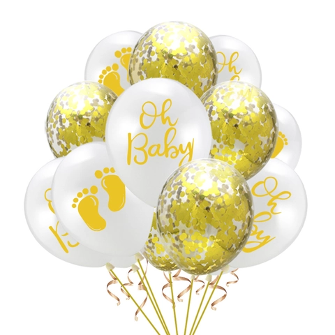 Oh Baby Latex Balloons With Gold Rose Gold Sequins For Baby Shower Birthday Party Decorations Supplies Festive Ornaments
