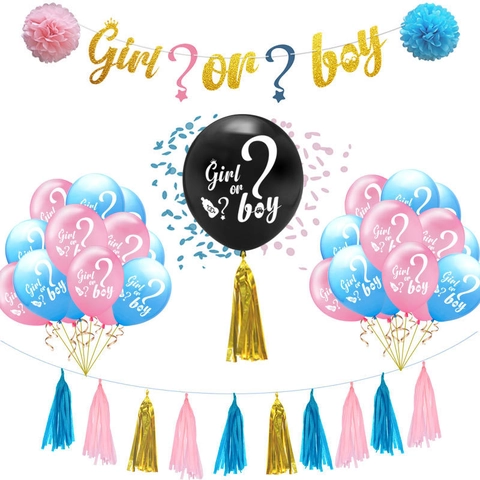Decorazioni Festa Rivelazione Genere Palloncini In Lattice Striscione Coriandoli Per Baby Shower Celebrazione