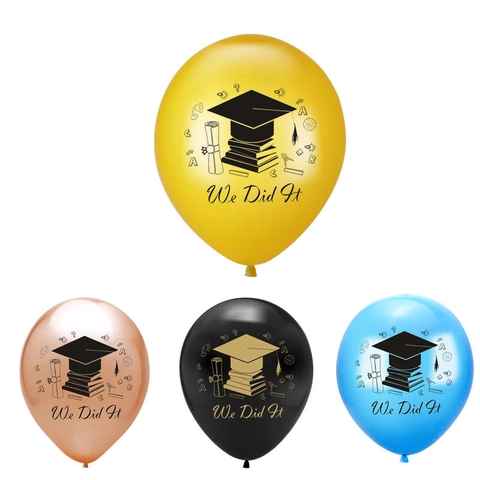 Graduation Party Decoration Balloons Latex Printed Doctoral Cap Congrats We Did It Theme Balloons For School Celebration