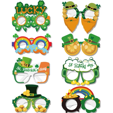 St. Patrick's Day Occhiali di Carta Trifoglio Arcobaleno Pentola d'Oro Modelli Irlandese Lucky Festival Festa Celebrazione Puntelli