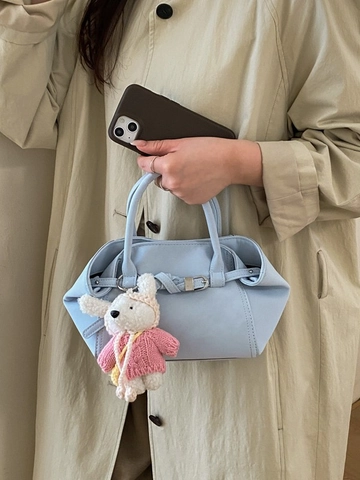 Vintage PU Leather Shoulder Bag For Women Fashion Crossbody Handbag With Optional Plush Rabbit Pendant Square Purse
