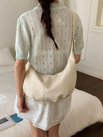 Women Large Capacity PU Leather Hobo Shoulder Bag Korean Minimalist Solid Color Dumpling Underarm Bag Crossbody Tote Bag