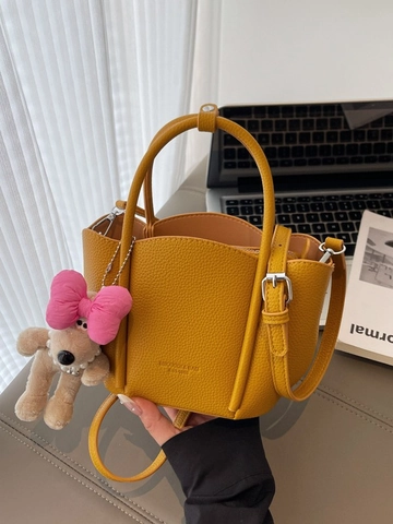Sac Seau Bandoulière Élégant en Cuir PU Texture Galet pour Femmes Sac à Main Minimaliste avec Pendentif Chiot Sac à Épaule