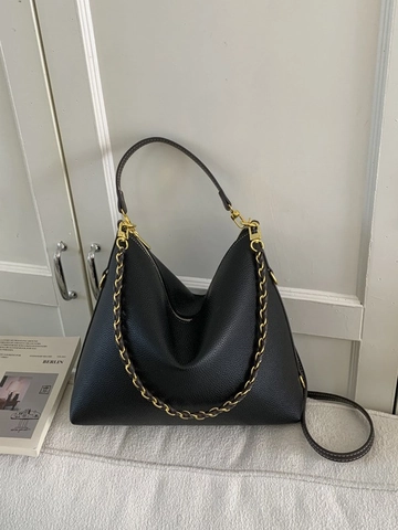 Bolso Tote de Cuir PU de Gran Capacidad para Mujer Patrón de Lichi Bolso de Hombro Con Cadena Bolso Hobo Minimalista
