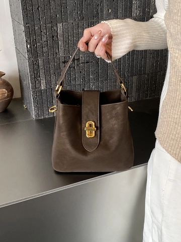 Bolso Cubo Minimalista para Mujer Cuero PU Color Sólido Bolso de Mano Con Cierre Dorado Bolso Bandolera Moda Urbana
