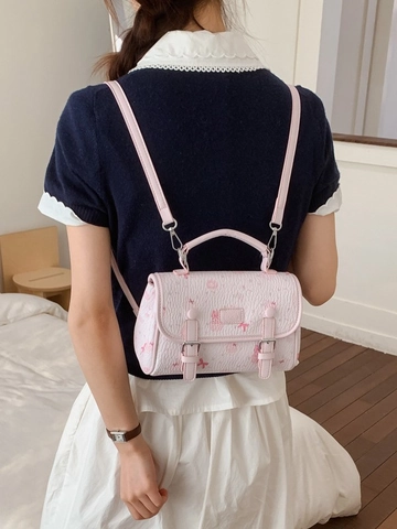 2026 New Fashion Sweet PU Leather Handbag For Women Exquisite Cartoon Print Shoulder Bag Bear Pendant Commute Crossbody Bag