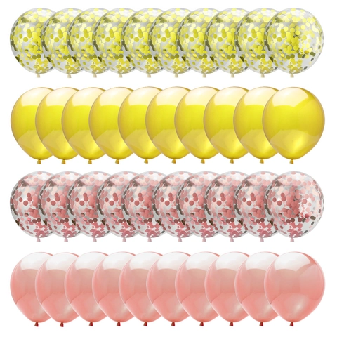 Set di Palloncini Coriandoli in Lattice per Matrimonio Compleanno Decorazione Festa Oro Oro Rosa Palloncini Metallici Con Nastro