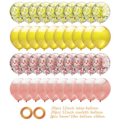 Set di Palloncini Coriandoli in Lattice per Matrimonio Compleanno Decorazione Festa Oro Oro Rosa Palloncini Metallici Con Nastro