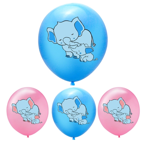 Cartoon Elephant Printed Latex Balloons For Baby Shower Gender Reveal Boy Girl Theme Birthday Party Decoration Supplies