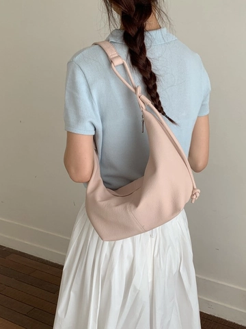Korean Style Minimalist Soft PU Leather Hobo Bag For Women Large Capacity Casual Shoulder Crossbody Bag Crescent Dumpling Bag