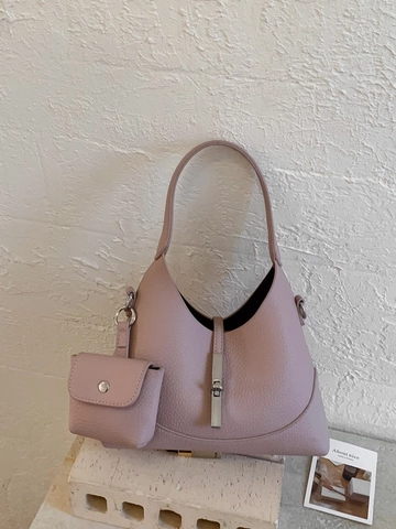 Damen Retro Lychee Muster PU Leder Hobo Tasche Kontrastfarbe Schultertasche Mit Mini Beutel Elegante Pendeln Unterarmtasche