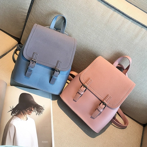 Damen Mode PU Leder Rucksack Retro Farbblock Klappe Schultasche Mit Verstellbaren Riemen Täglich Casual Urban Simple Rucksack