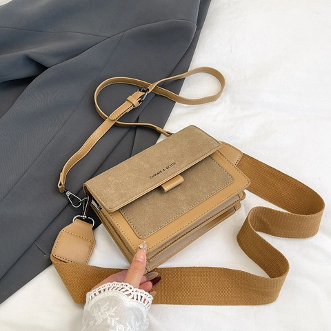 Bolso Cuadrado Pequeño de Cuero de PU para Mujer Estilo Coreano Con Correa de Hombro Ancha Bolso de Bandolera Versátil