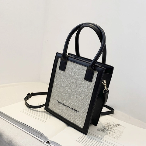 Retro Patchwork Web-Unterarmtasche Für Damen Stilvolle PU-Leder Quadratische Schultertasche Kontrastfarbene Tragetasche
