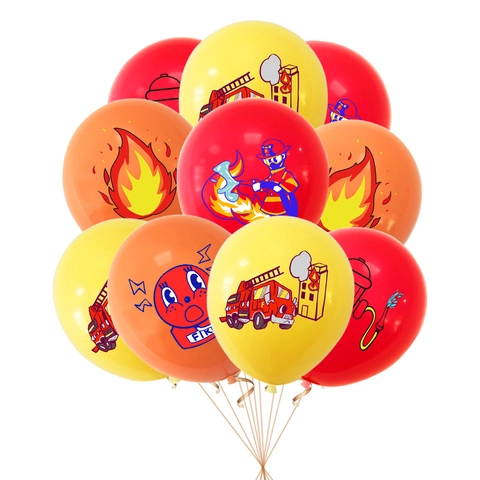 Feuerwehrmann Thema Geburtstag Party Ballons 12 Latex Ballons Mit Feuerwehrauto Hydrant Mustern Für Kinder Party Deko