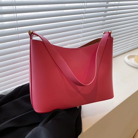 Bolso Tote de Cuero PU de Gran Capacidad para Mujer Bolso de Hombro Minimalista para Desplazamientos Con Remaches en la Parte Inferior Color Sólido