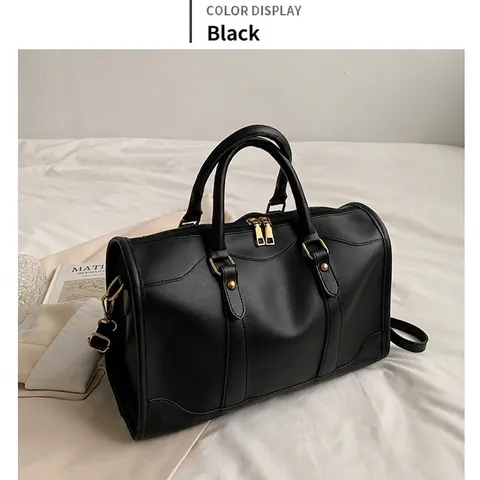 Vintage Damen PU Leder Boston Schultertasche Retro Nähte Handtasche Mit Abnehmbarem Gurt Mode Pendeln Täglich Tragetasche
