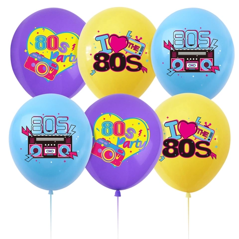 Ballons en Latex Thème Fête des Années 80 Rétro Disco Radio-cassette Appareil Photo Anniversaire Décoration Articles de Fête