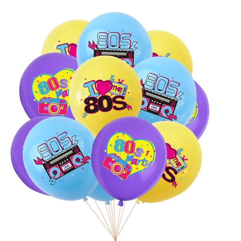 Ballons en Latex Thème Fête des Années 80 Rétro Disco Radio-cassette Appareil Photo Anniversaire Décoration Articles de Fête