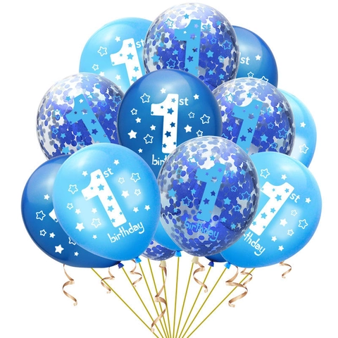 1. Geburtstag Luftballon Set 12 Zoll Latexballons Mit Konfetti Sternen Druck Für Baby Jungen Mädchen Geburtstag Party Dekoration