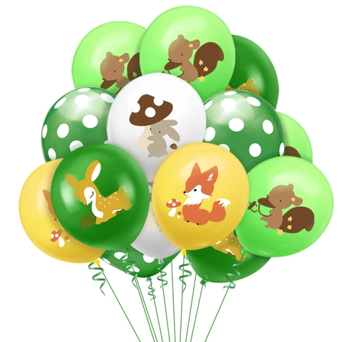 Forest Animal Jungle Theme Latex Balloons Fox Squirrel Deer Rabbit Mushroom Decor For Kids Birthday Party Baby Shower Celebration