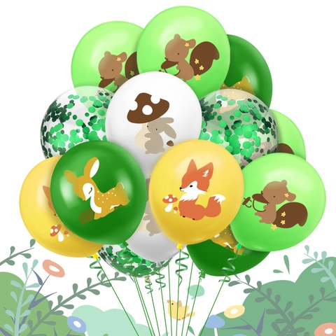 Forest Animal Jungle Theme Latex Balloons Fox Squirrel Deer Rabbit Mushroom Decor For Kids Birthday Party Baby Shower Celebration