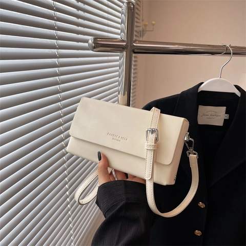 Bolso de Hombro de Cuero PU para Mujer Color Sólido Pequeño Bolso Bandolera Cuadrado Con Correa Ajustable Solapa Bolso