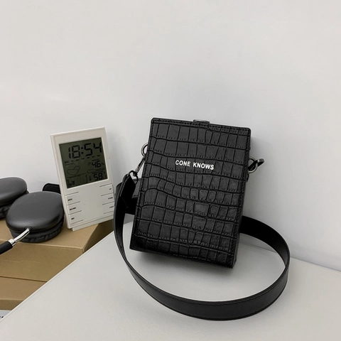 Bolso de Bandolera Mini para Mujer Patrón Cocodrilo Cuero PU Bolso para Celular Bolso Cuadrado Pequeño con Cierre