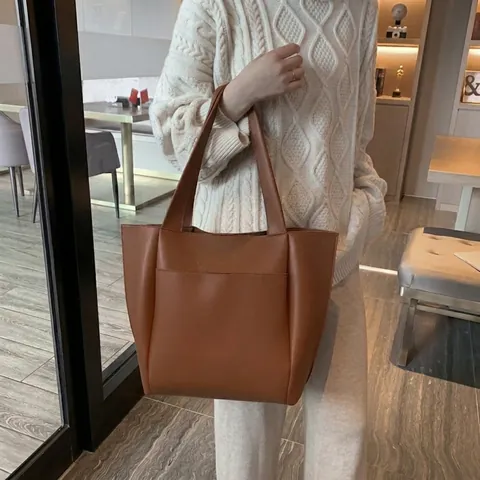 Große Kapazität Weiche Kunstleder Tote Bag Für Damen Neue Koreanische Stil Pendler Schultertasche Retro Mode Handtasche Außentasche