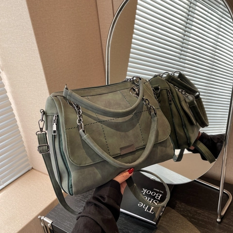 Borsa Tote da Donna Grande Capacità in Pelle PU Smerigliata Trapuntata Borsa a Tracolla Moda Handbag