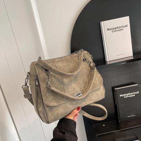 Borsa Tote da Donna Grande Capacità in Pelle PU Smerigliata Trapuntata Borsa a Tracolla Moda Handbag