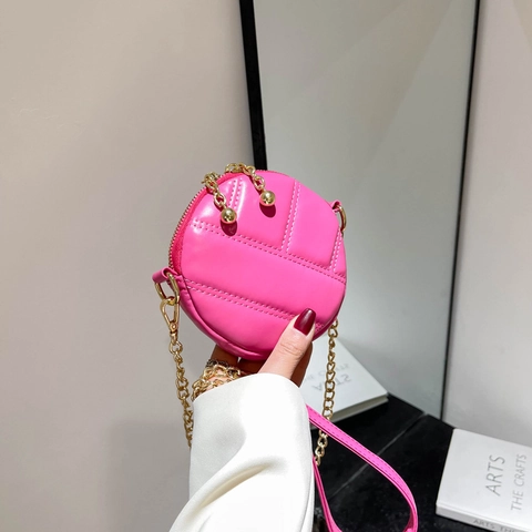Dames Gewatteerde Ronde Schoudertas PU Leer Ruitpatroon Ketting Crossbody Kleine Cirkel Portemonnee Mini Urban Simple Tas