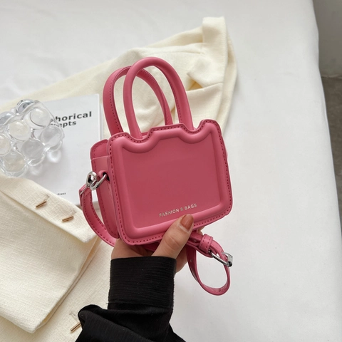 Damen Mini PU Leder Schultertasche Mode Wellenkante Handtasche Umhängetasche Magnetverschluss Kleine Quadratische Tasche Street Trend Handtasche
